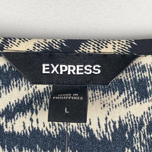 Express Animal Print Puff Sleeve Blouse Size Large V Neck Long Sleeve - Picture 4 of 11